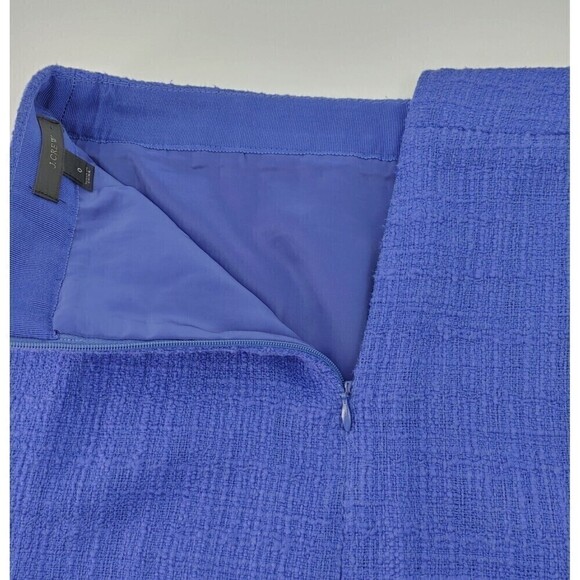 J Crew Black Label Pencil Skirt Womens 0 Blue Tweed Textured Fringe-Hem Career - Picture 7 of 13